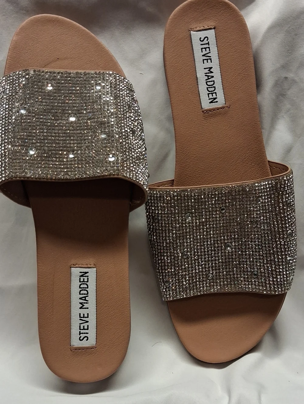 Steve Madden Nude Rhinestone Slide Sandals
